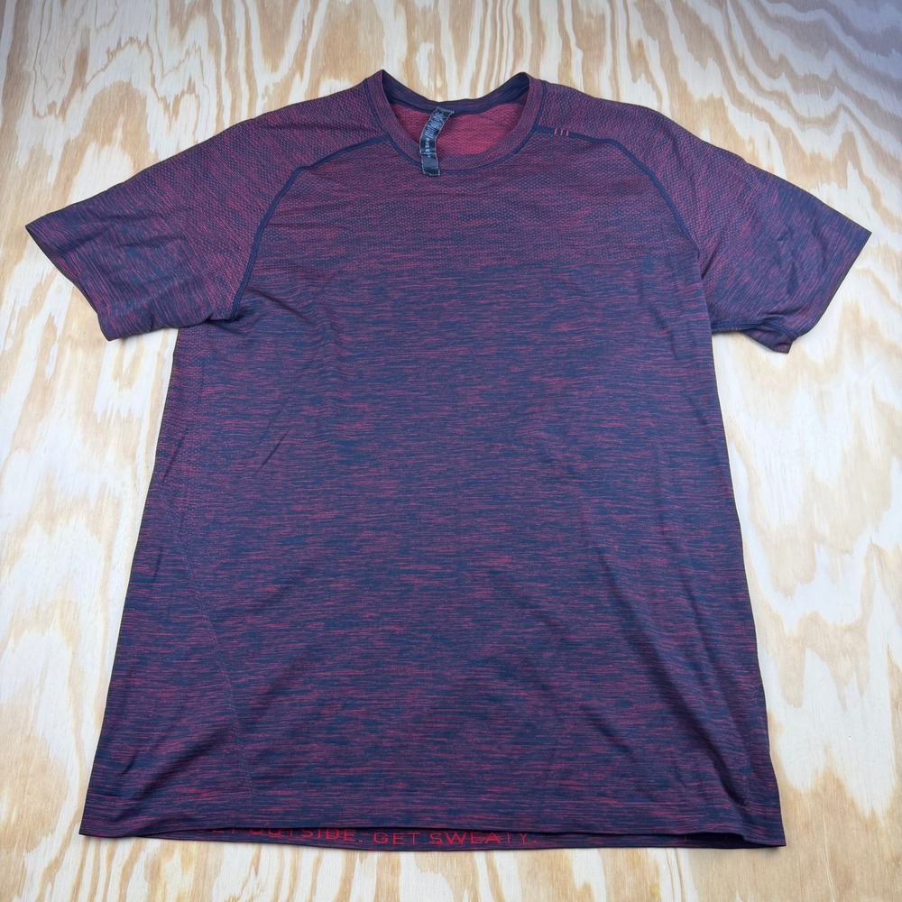 Lululemon Metal Vent Tech Short Sleeve Shirt Red Black Space Dye Mens L